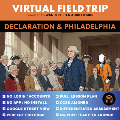 Declaration & Philadelphia Virtual Field Trip App Lesson | Audio + Map + Quiz cover image