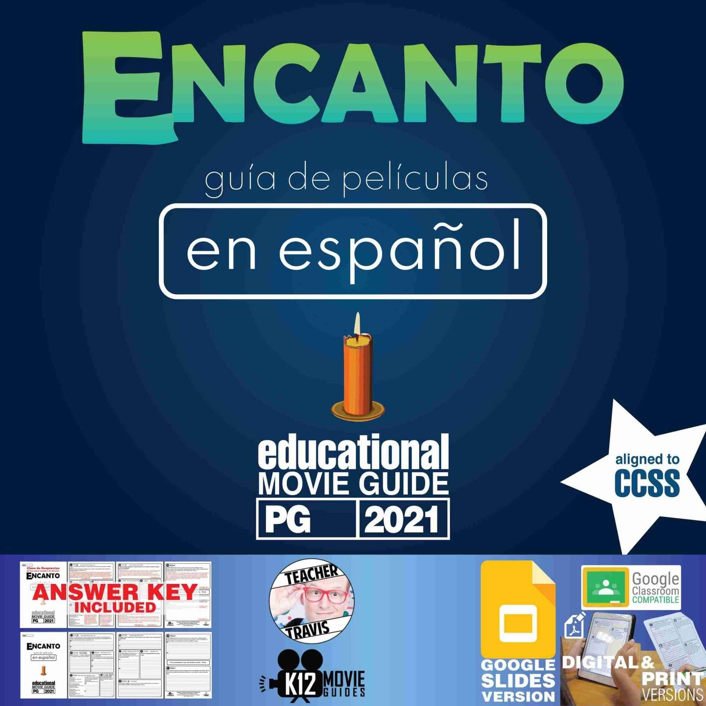 Encanto Movie Guide in Spanish | Español | Worksheet | Questions (PG - 2021) Cover