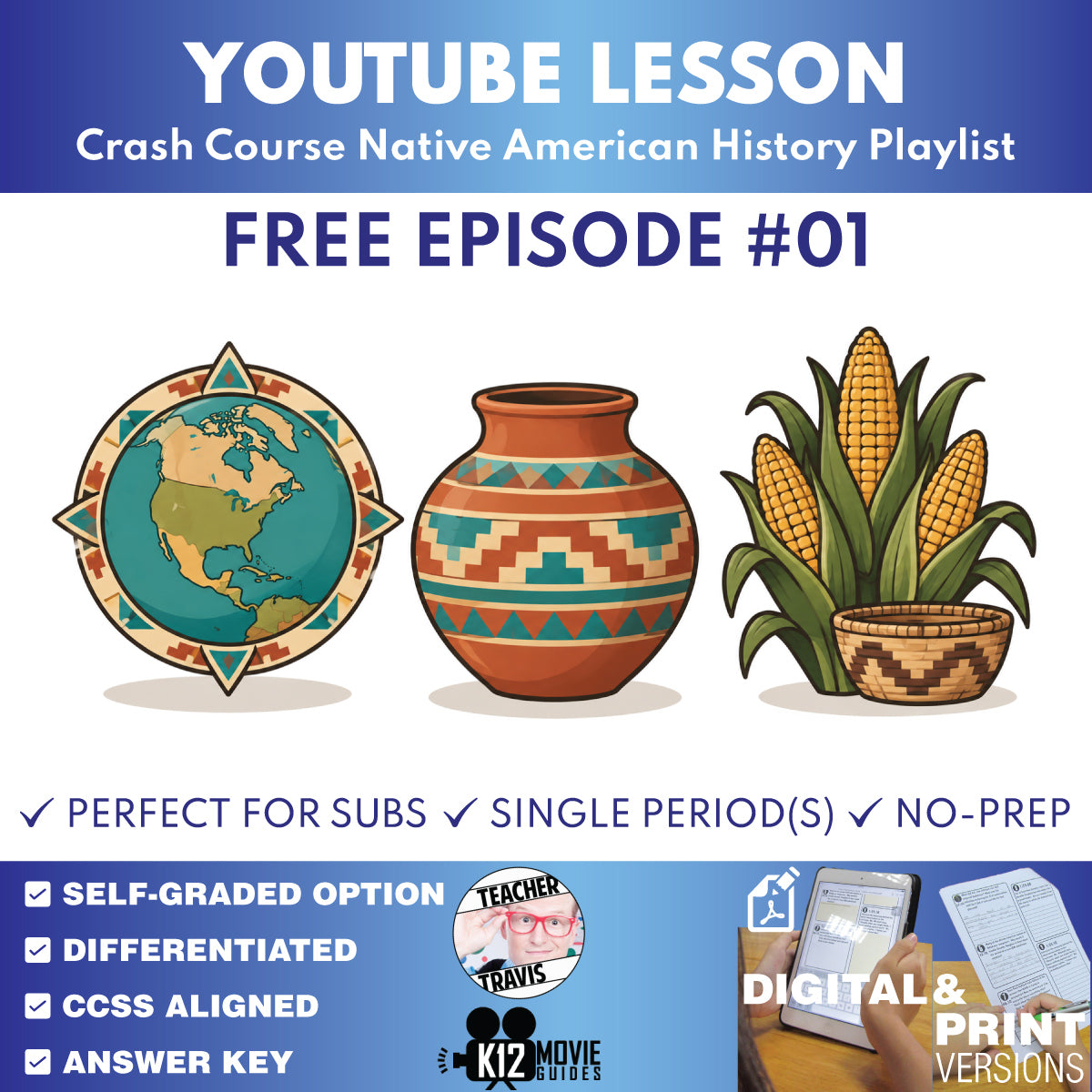 Free Crash Course Native American History #1 video lesson cover for Grades 9–12