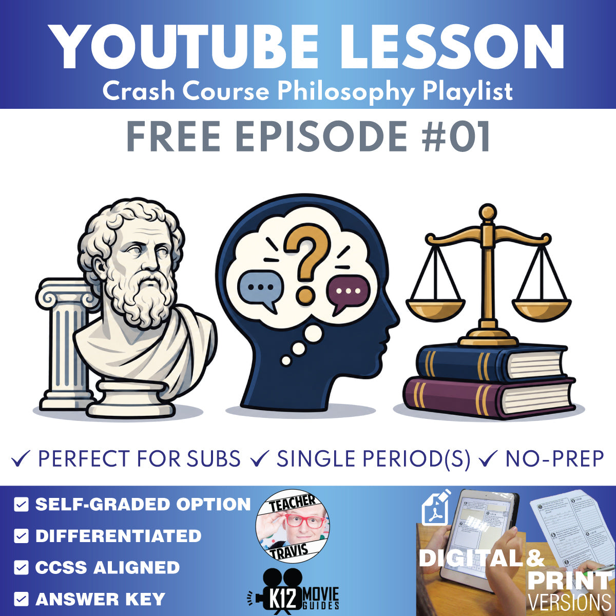 FREE Crash Course Philosophy #1 What Is Philosophy video lesson cover for grades 9–12
