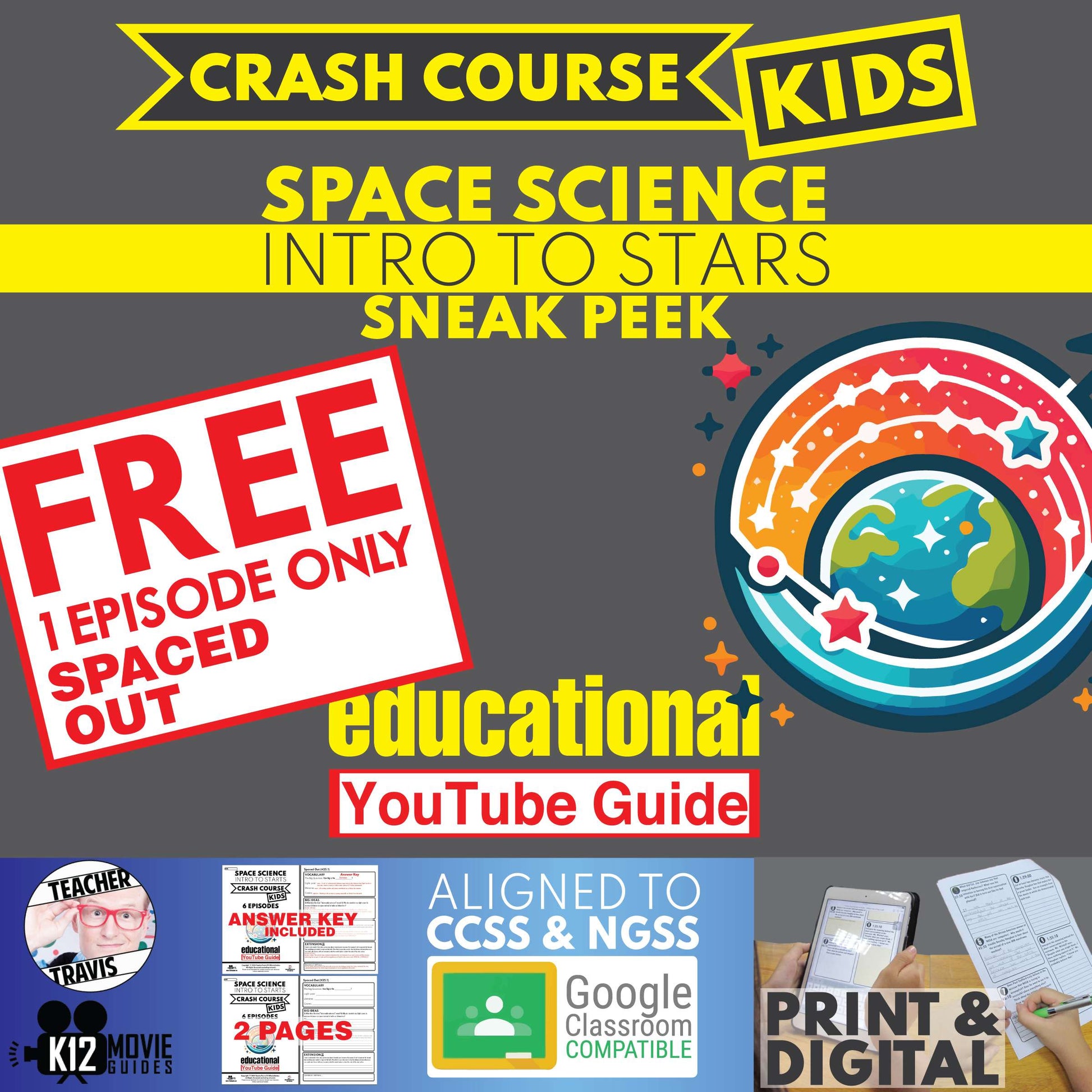 Free | Crash Course Kids | Space Science - Intro to Stars - YouTube Guide Cover