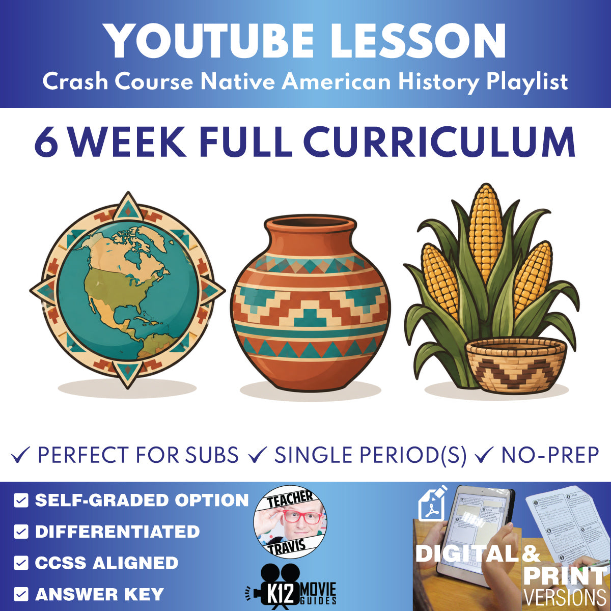Crash Course Native American History complete 6-week curriculum cover for Grades 9–12