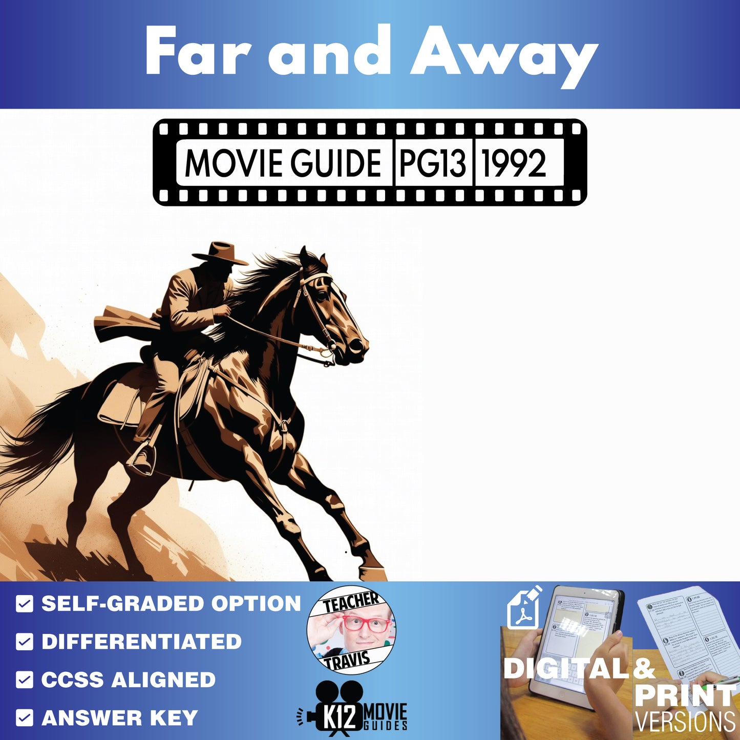 Far and Away Movie Guide Questions & Worksheet cover image