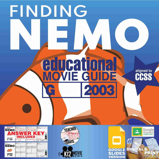 Finding Nemo Movie Guide | Worksheet | Questions | Google Slides (G - 2003) Cover