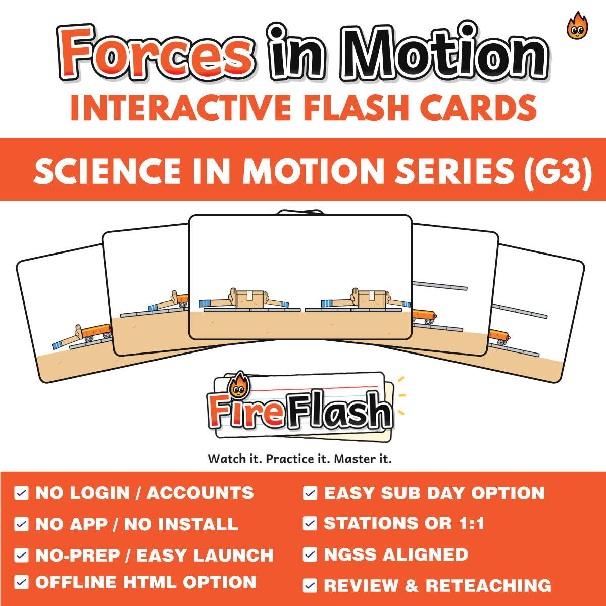 FireFlash | Forces in Motion | Grade 3 Animated Science Cards