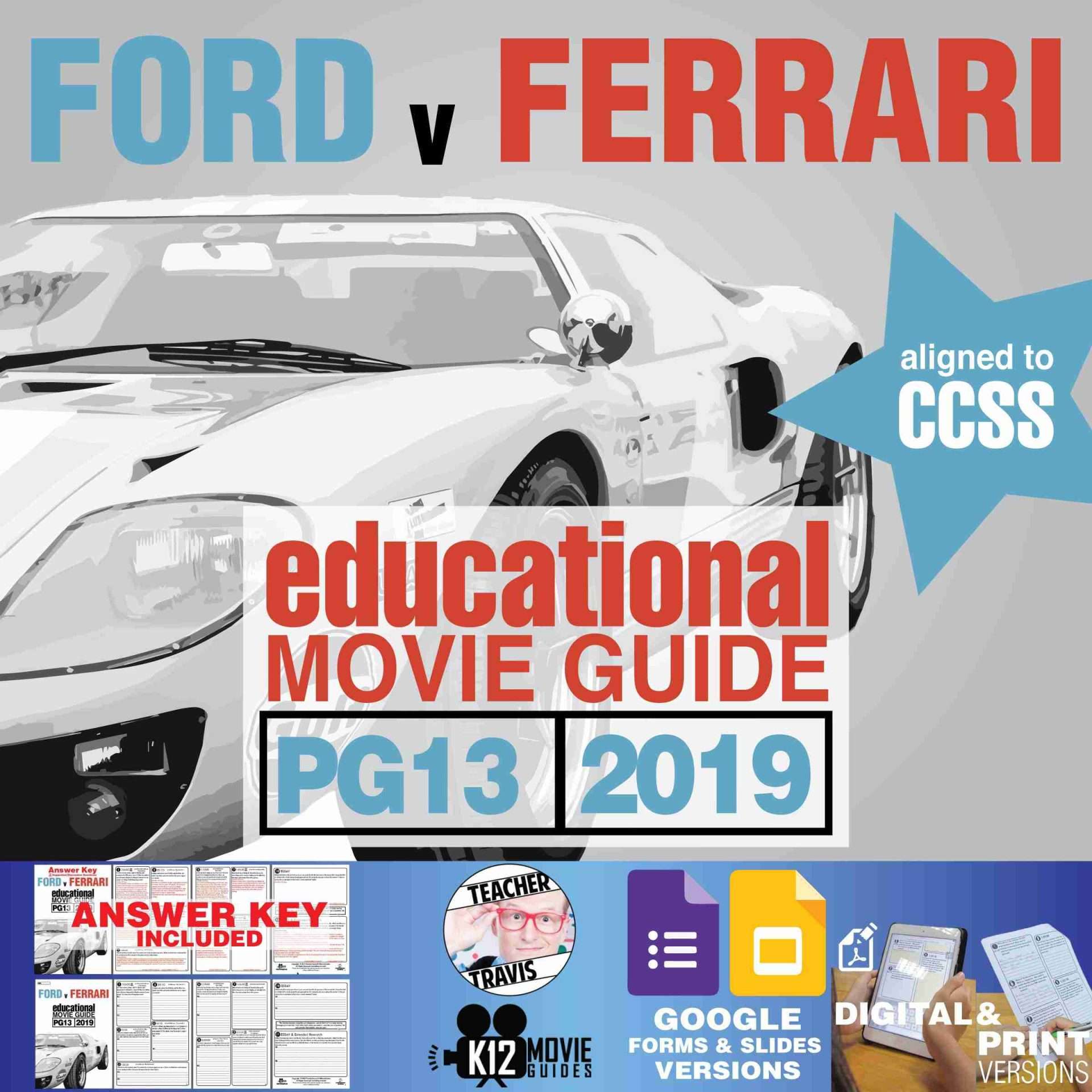 Ford v Ferrari Movie Guide | Questions | Worksheet | Google Slides (PG13 - 2019)