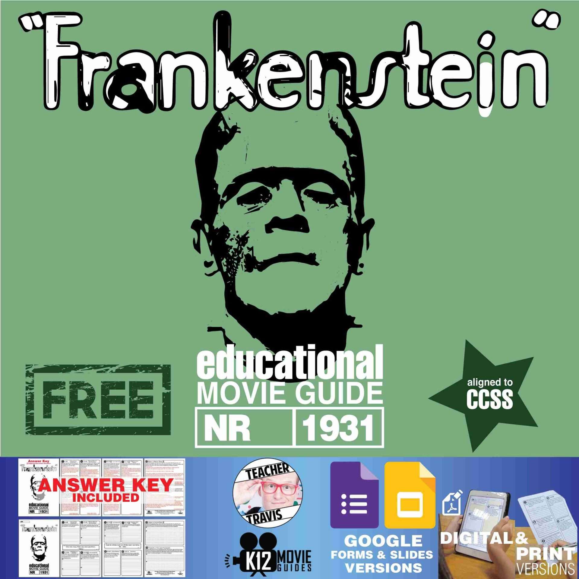 Free Halloween Activity Frankenstein (1931) Movie Guide | Questions | Worksheet