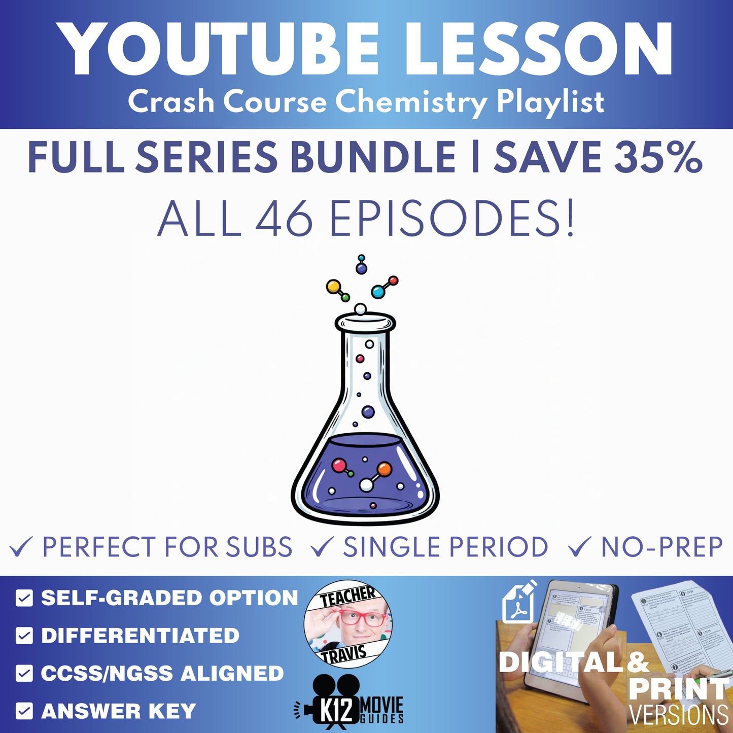 Crash Course Chemistry Complete YouTube Video Lesson Bundle | Episodes #1-#46