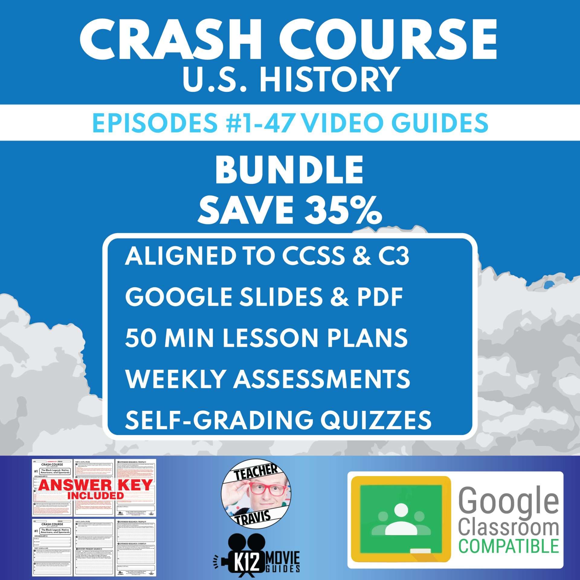 Crash Course U.S. History E01-E47 Video Guides Bundle | Complete Series Cover