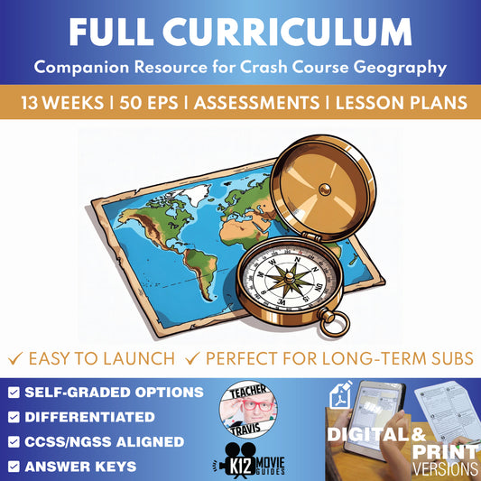Crash Course Geography Full Curriculum Bundle | 50 Video Lessons + Assessments cover image