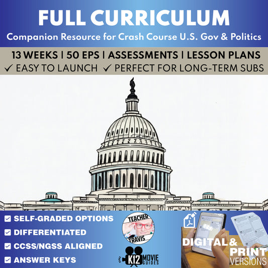 Crash Course U.S. Government and Politics Full Curriculum Bundle | 13 Weeks cover image
