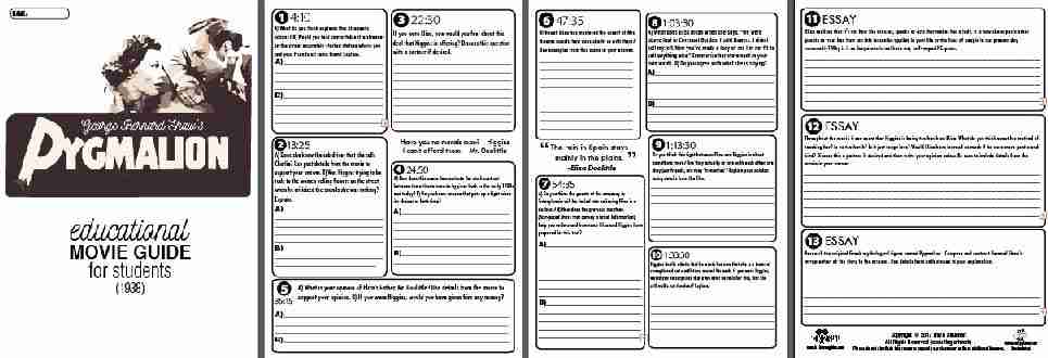 Pygmalion Movie Guide - Sample
