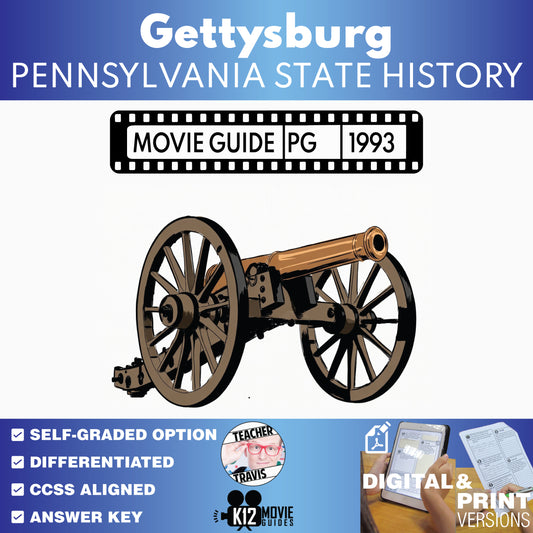 Pennsylvania State History: Gettysburg Film Quiz & Movie Guide Questions (PG - 1993)