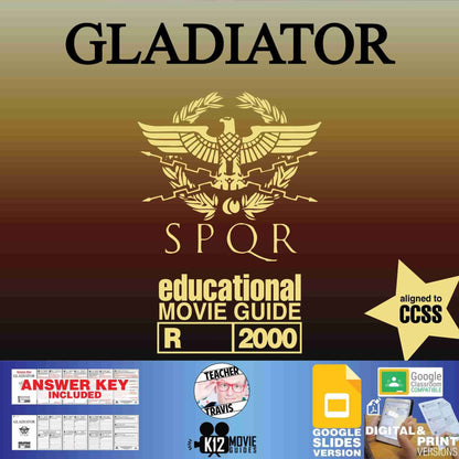 Gladiator Movie Guide | Worksheet | Google Slides (R - 2000) | Cover