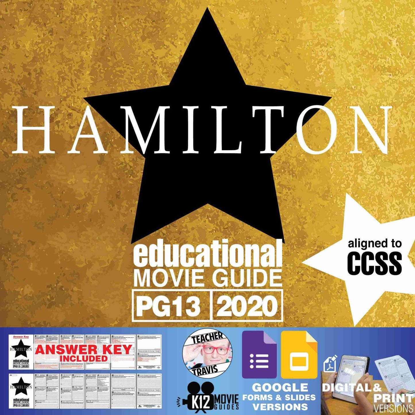 Hamilton Movie (Broadway Musical) Guide | Questions | Worksheet (PG13 - 2020) Cover