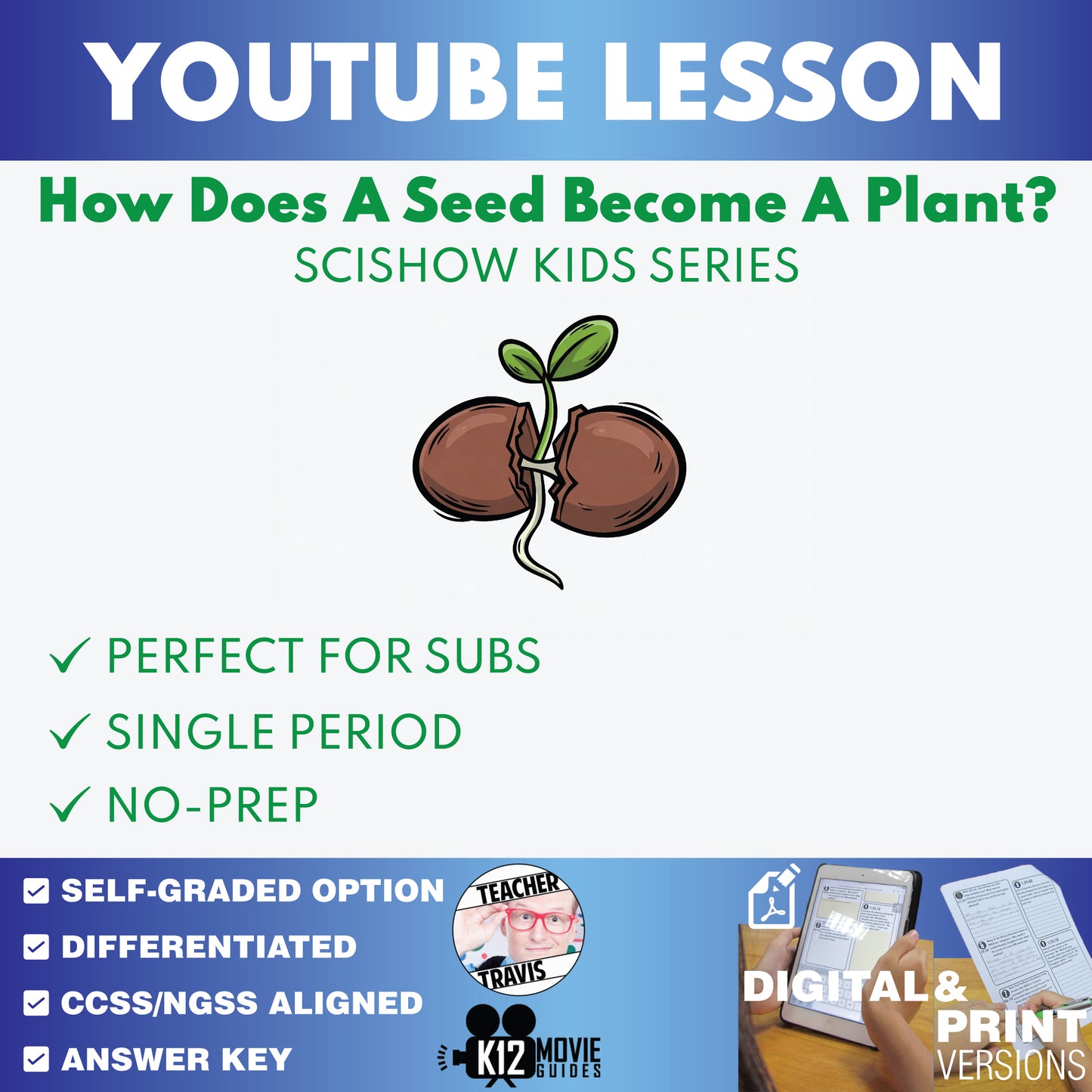 SciShow Kids - How Does a Seed Become a Plant? - YouTube Video Lesson