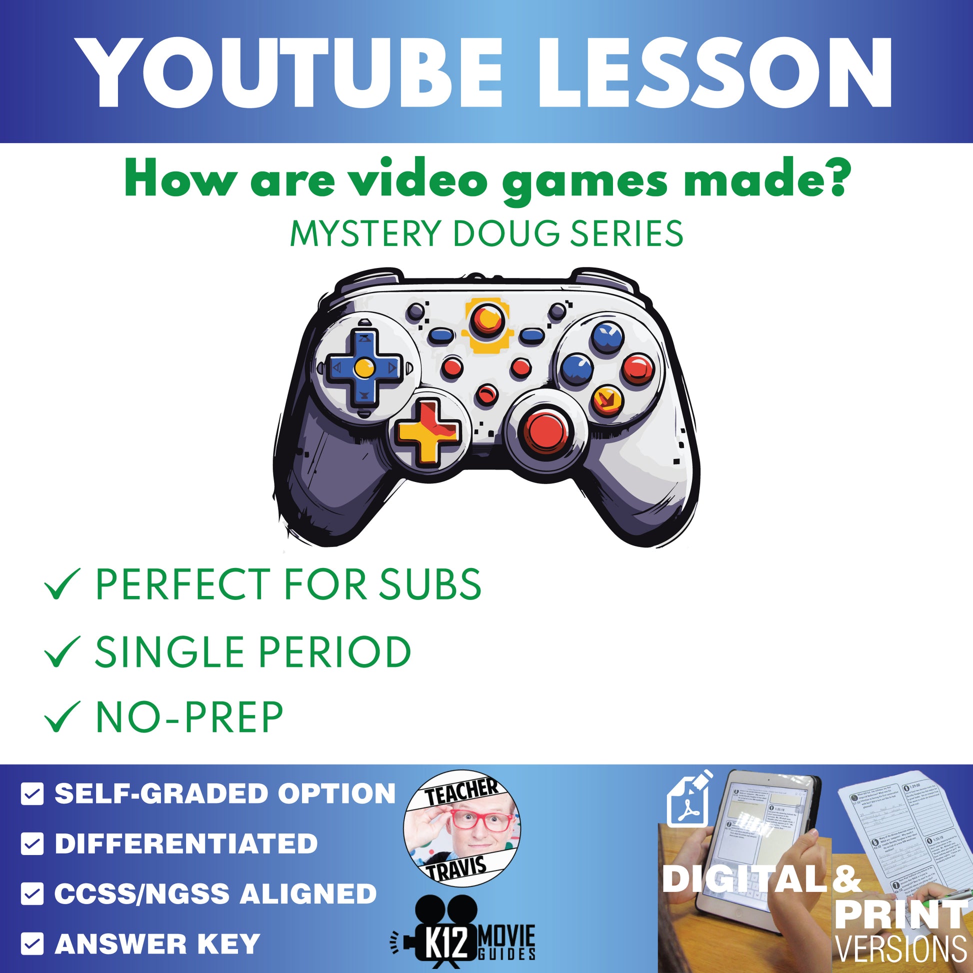 Mystery Doug - How Are Video Games Made - YouTube Video Lesson cover image