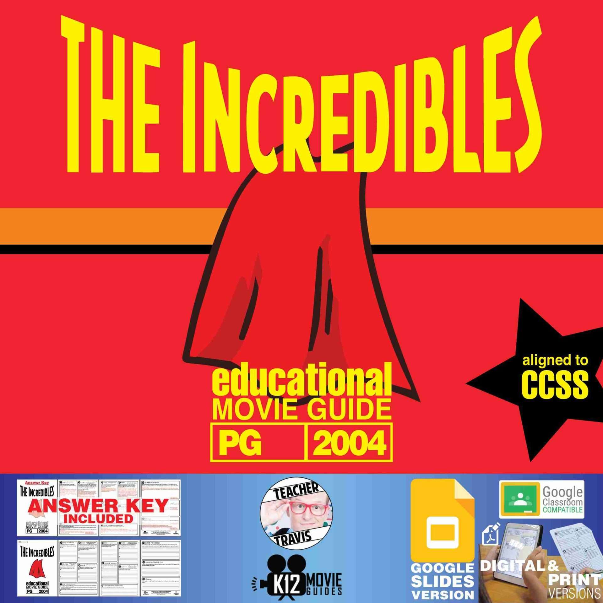 The Incredibles Movie Guide | Worksheet | Questions | Google (PG - 2004) Cover