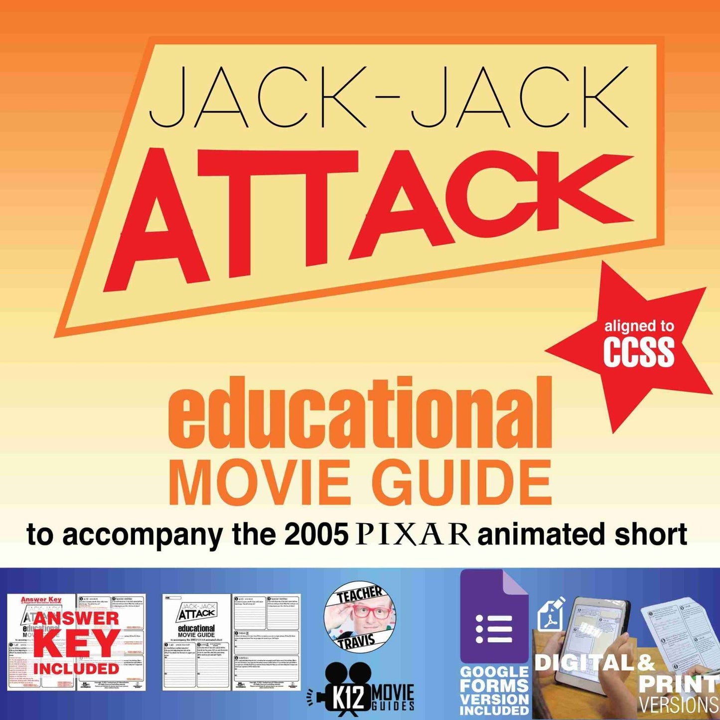 Jack-Jack Attack (2005) - Pixar Short Video Guide | Questions | Worksheet | Google Form | Cover