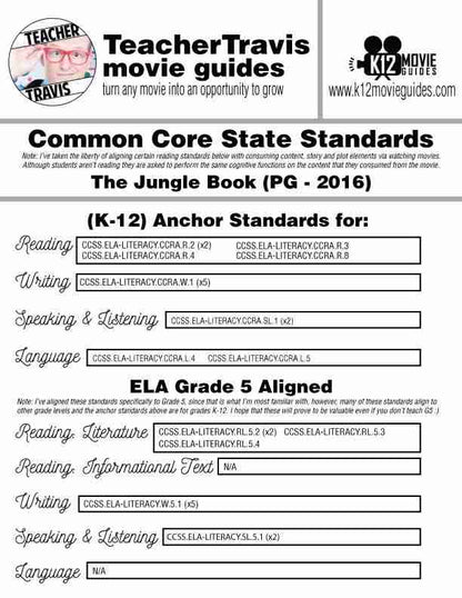 The Jungle Book Movie Guide | Questions | Worksheet | Google Slides (PG - 2016) CCSS