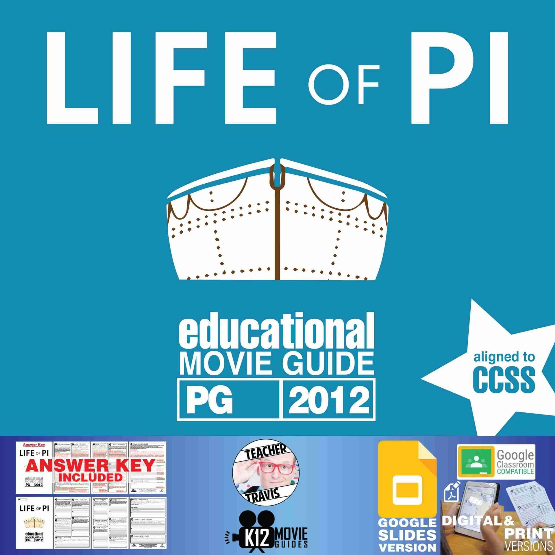 Life of Pi Movie Guide | Worksheet | Google Slides (PG - 2012) Cover