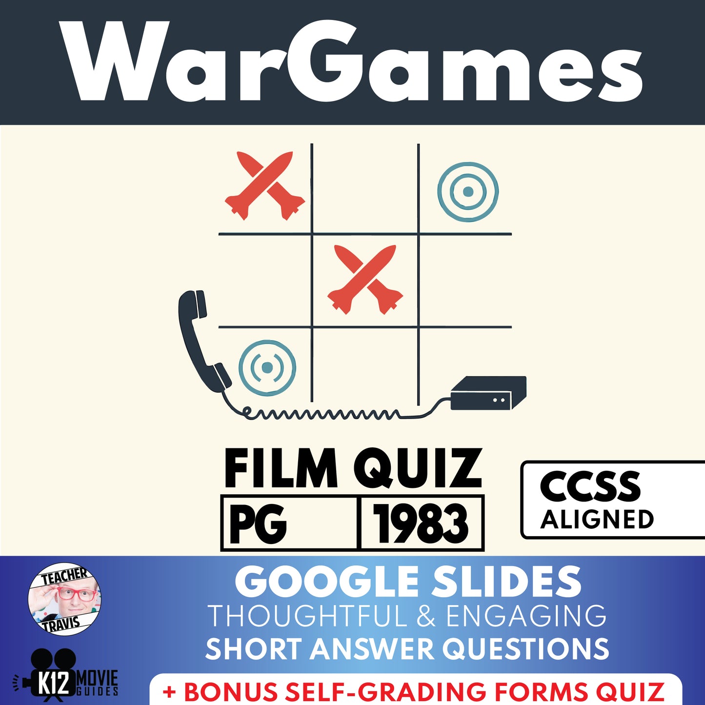WarGames (1983) Film Quiz (PG) Movie Guide & Worksheet for Grades 9 to 12