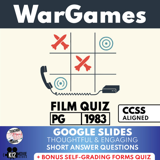 WarGames (1983) Film Quiz (PG) Movie Guide & Worksheet for Grades 9 to 12