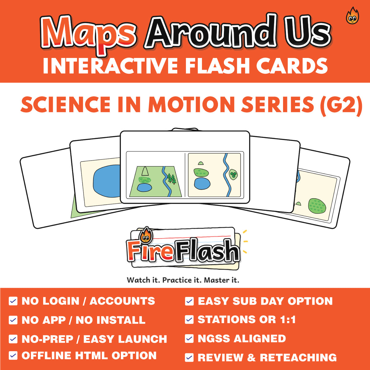 FireFlash | Maps Around Us | Grade 2 Animated Science Cards