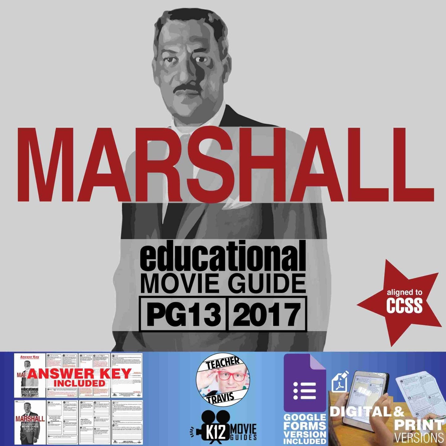 Marshall Movie Guide | Worksheet | Questions (PG13 - 2017) [Thurgood Marshall] Cover