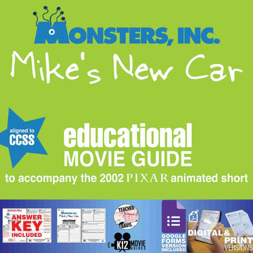 Monsters, Inc. Mike's New Car Pixar Short Video Guide | Questions | Worksheet | Google Form (2002) Cover