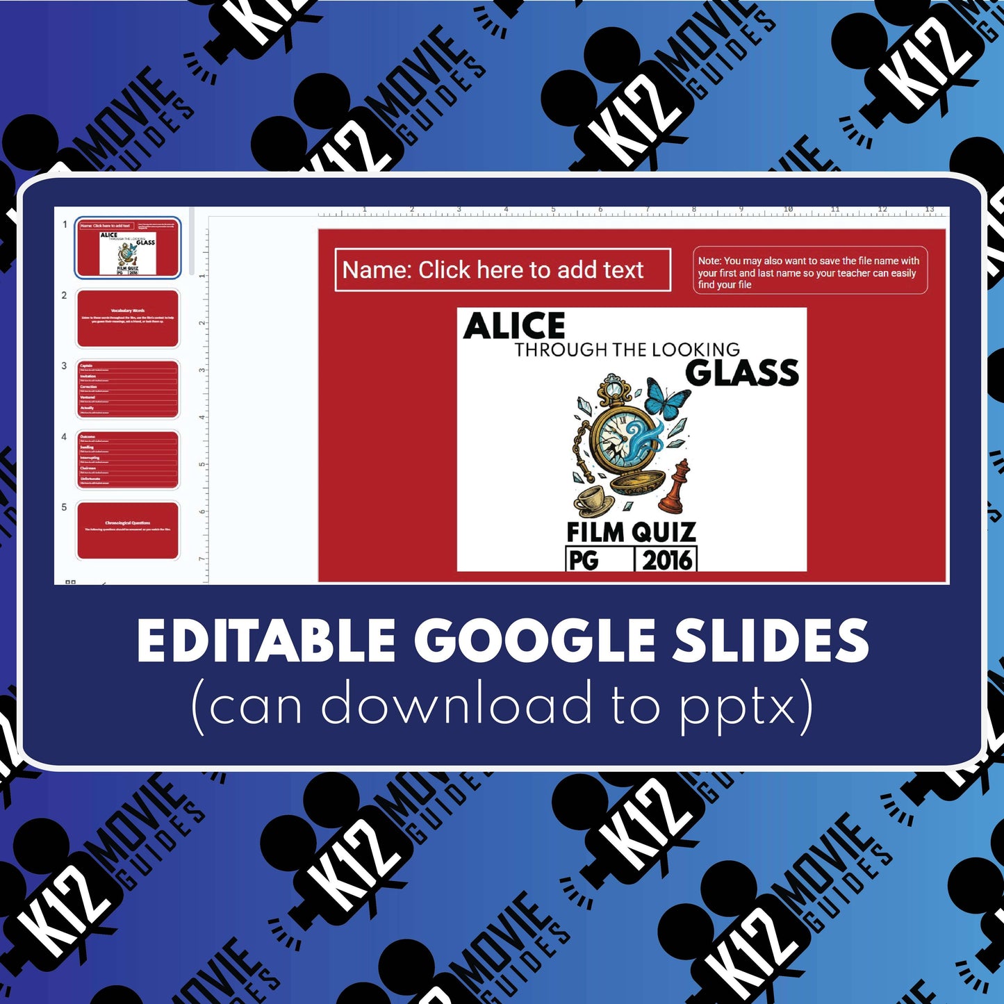 Alice Through the Looking Glass Film Quiz | Grades 5-9