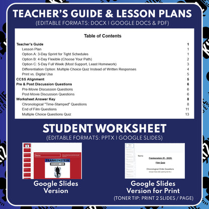 Frankenstein Movie Guide Questions & Worksheet (2025) preview image 2