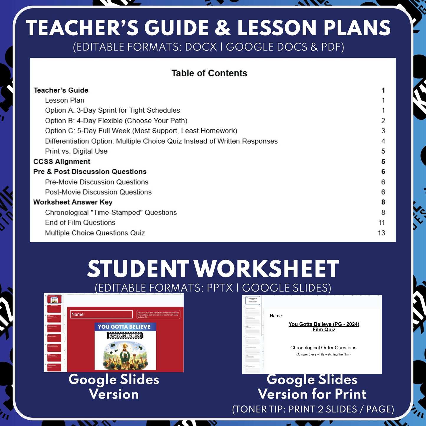 You Gotta Believe Movie Guide Questions & Worksheet preview image 2