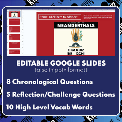 Secrets of the Neanderthals (NR – 2024) Film Quiz | Documentary for Grades 6-10