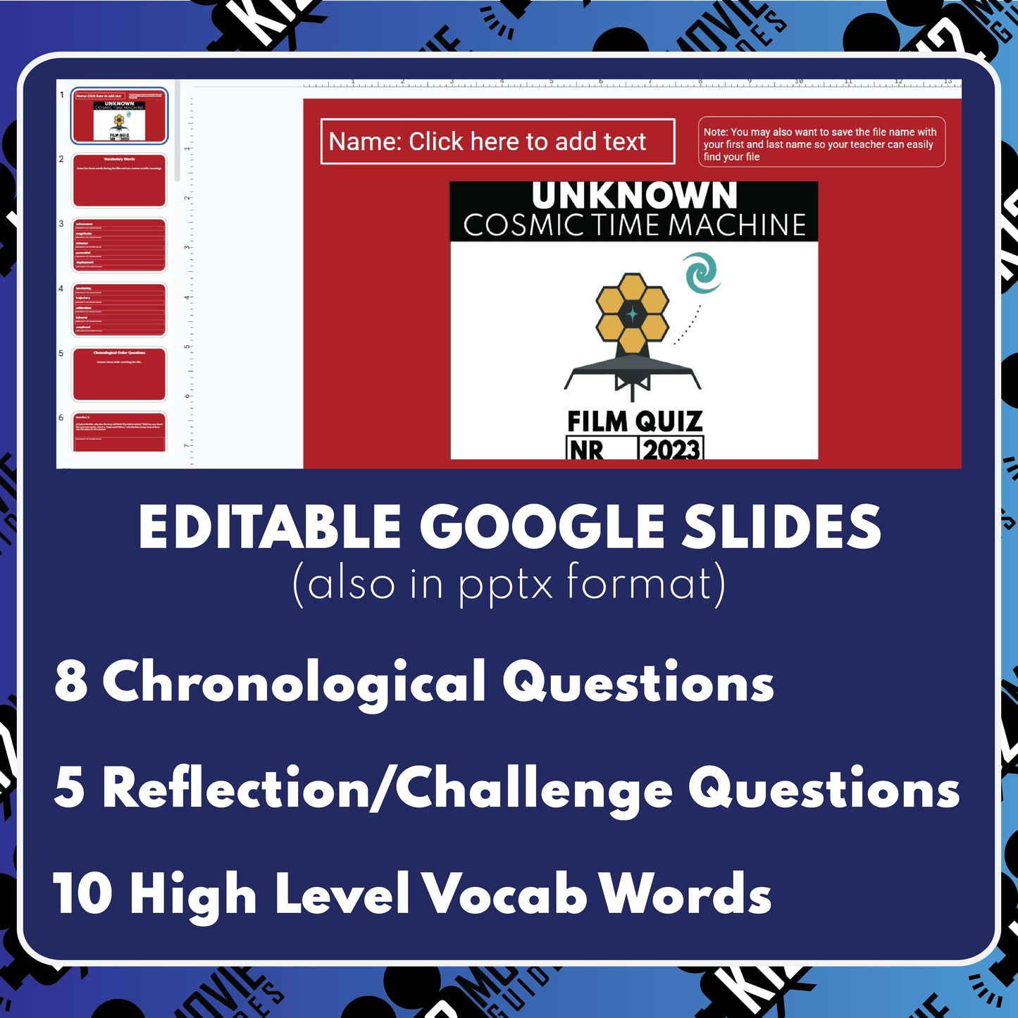 Unknown: Cosmic Time Machine Film Quiz (NR – 2023) Documentary Worksheet for Grades 7 to 12