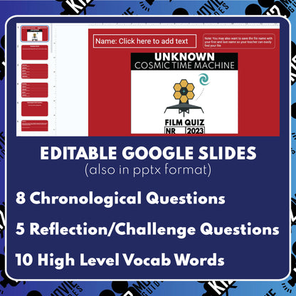 Unknown: Cosmic Time Machine Film Quiz (NR – 2023) Documentary Worksheet for Grades 7 to 12