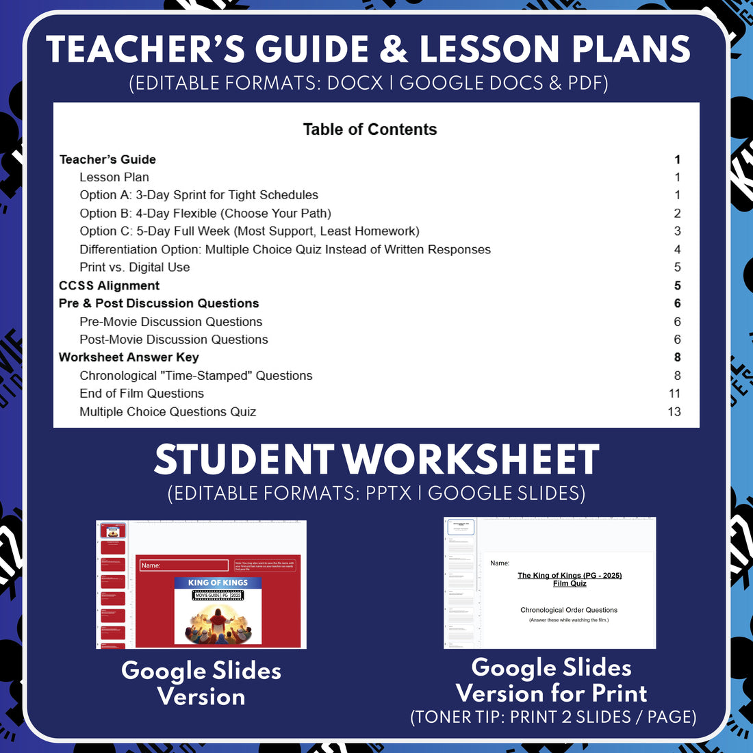 The King of Kings Movie Guide Questions & Worksheet | Answer Key ...