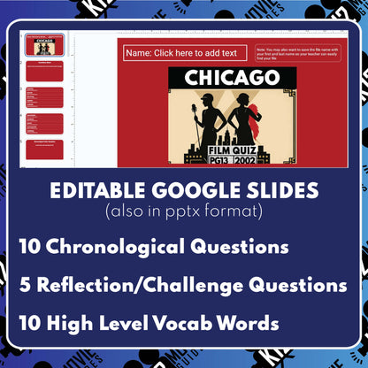 Chicago Movie Guide | Questions | Grades 9–12 (PG-13 – 2002)