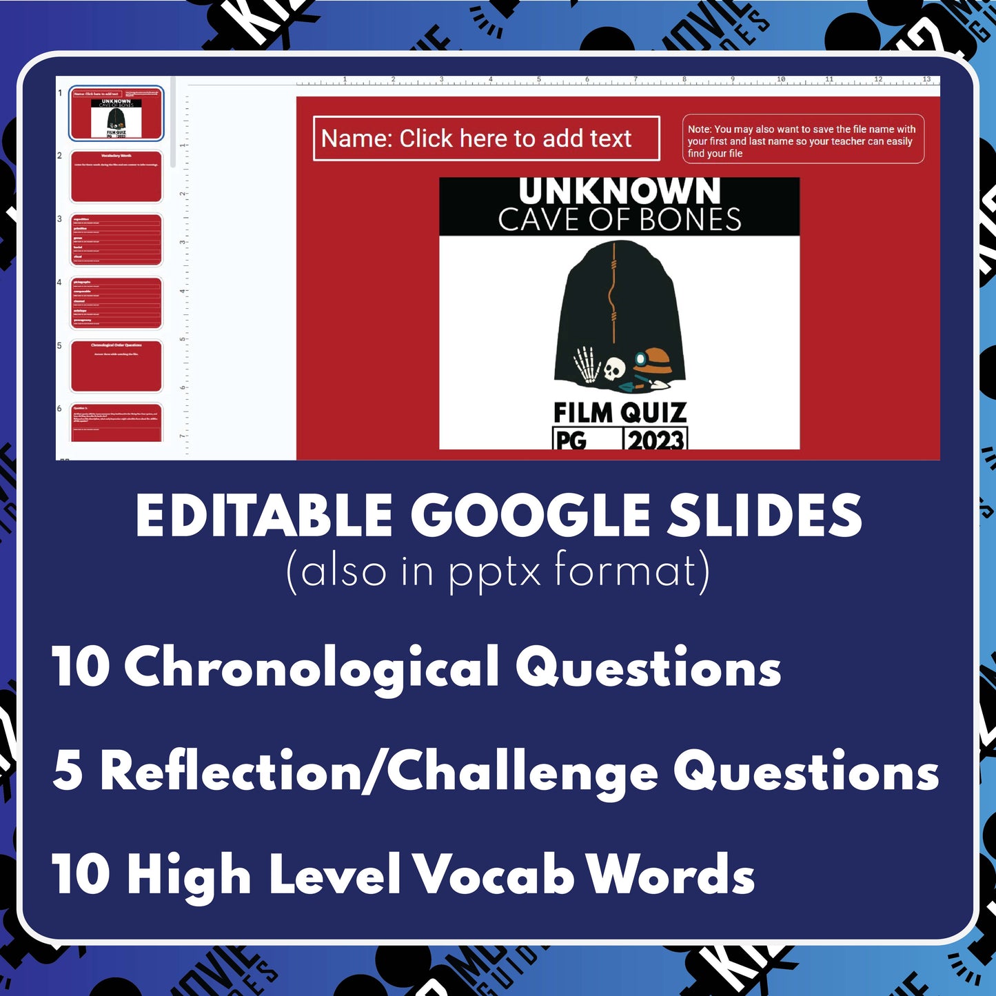 Unknown: Cave of Bones Film Quiz (NR – 2023) Documentary Worksheet for Grades 7 to 12