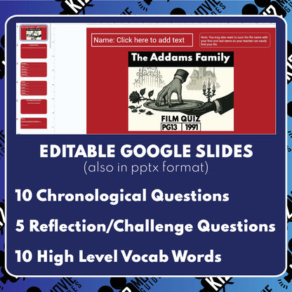 The Addams Family (PG-13 - 1991) Film Quiz for Grades 6 - 9 Worksheet | PDF | Worksheet
