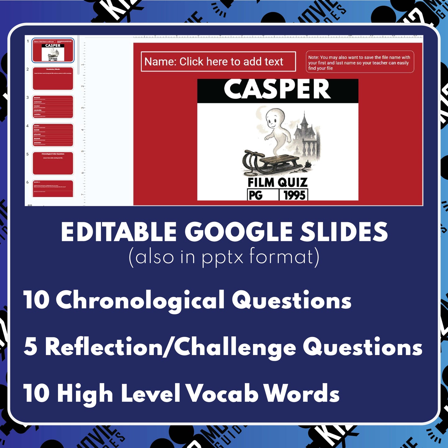 Casper (PG - 1995) Film Quiz for Grades 6 - 9 Worksheet | Movie Guide | PDF