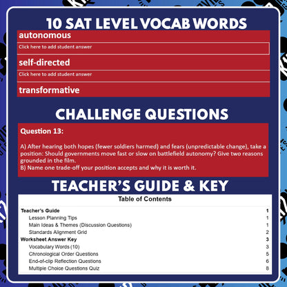 Unknown: Killer Robots Film Quiz (NR – 2023) Documentary Worksheet for Grades 8 to 12