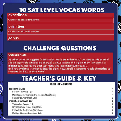 Unknown: Cave of Bones Film Quiz (NR – 2023) Documentary Worksheet for Grades 7 to 12