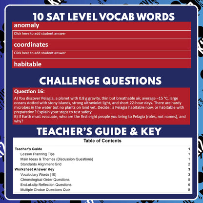 Interstellar Film Quiz (PG-13 - 2014) Movie Guide & Worksheet for Grades 7 to 10