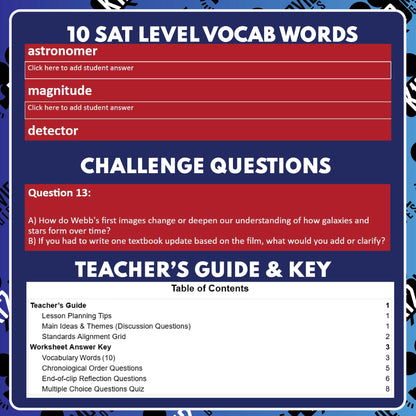 Unknown: Cosmic Time Machine Film Quiz (NR – 2023) Documentary Worksheet for Grades 7 to 12