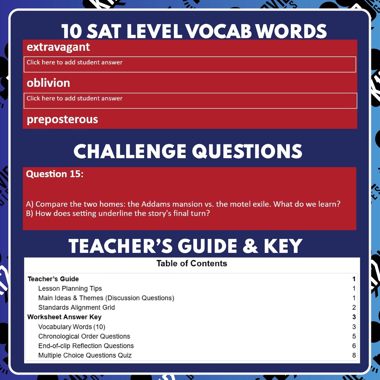 The Addams Family (PG-13 - 1991) Film Quiz for Grades 6 - 9 Worksheet | PDF | Worksheet