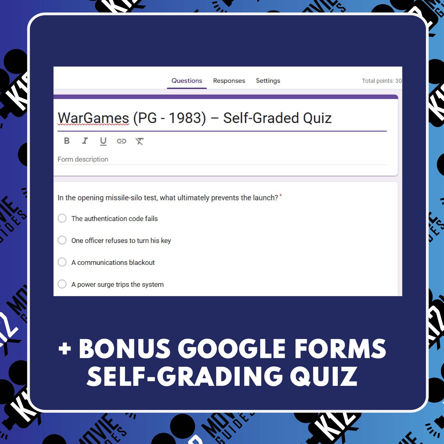 WarGames (1983) Film Quiz (PG) Movie Guide & Worksheet for Grades 9 to 12
