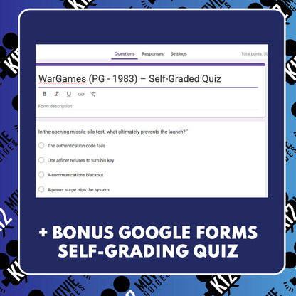 WarGames (1983) Film Quiz (PG) Movie Guide & Worksheet for Grades 9 to 12