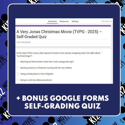 A Very Jonas Christmas Movie (PG - 2025) Film Quiz | Worksheet for Grades 3 to 6