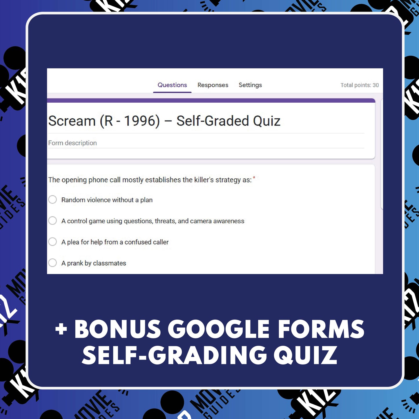 Scream (R - 1996) Film Quiz for Grades 9 - 12